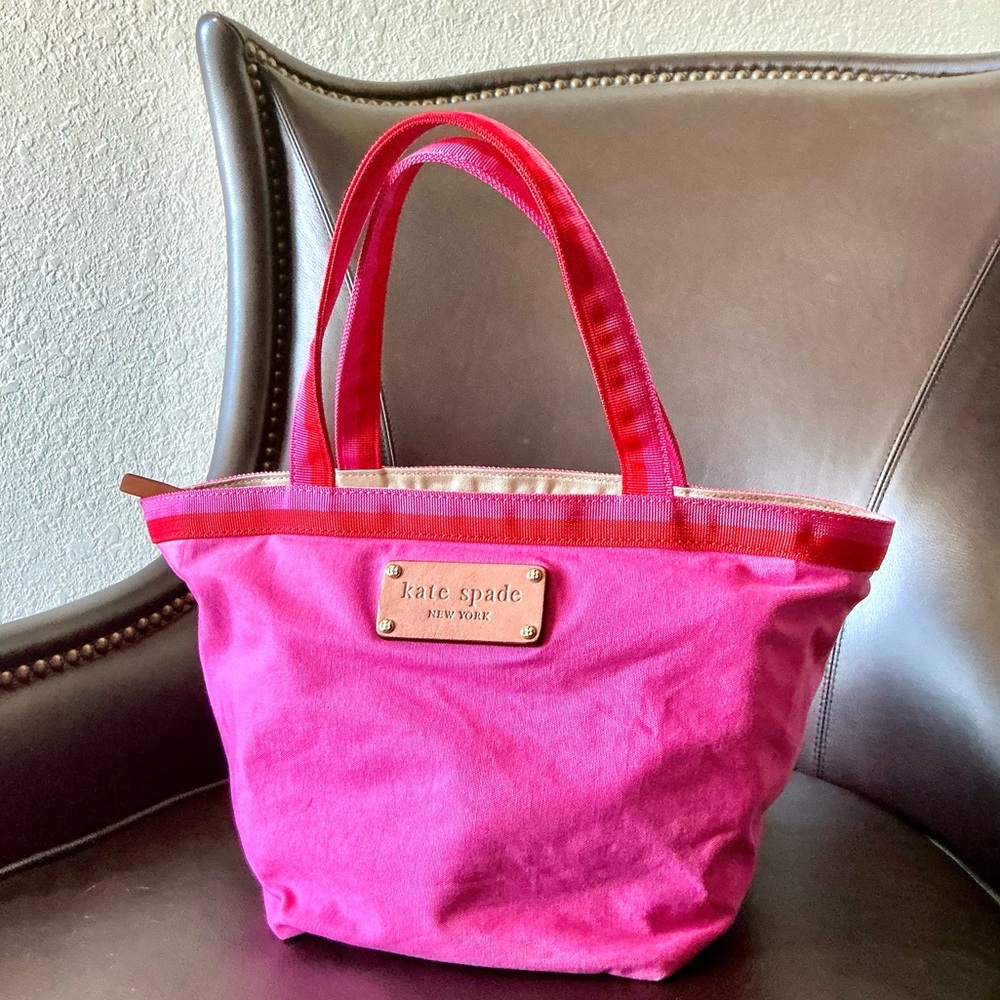 KATE SPADE, Vintage Renwick Street Anabel Folding Pink Canvas Tote Handbag, EUC